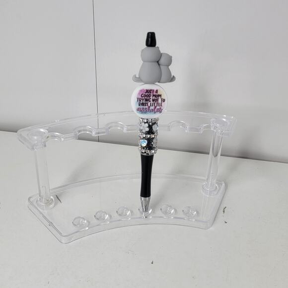 Handmade Beaded Pen Otter Stack Figurines Funny Mom Quote Black Heart Gem Base - Picture 5 of 6